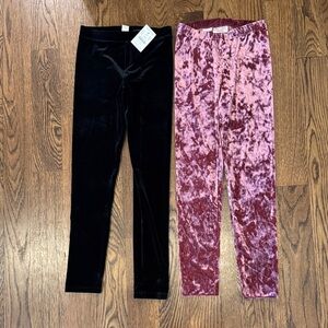 Crewcuts Velvet Leggings - Black and Pink size 8